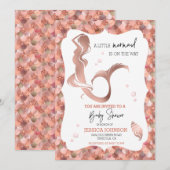 Roos Gold Little Mermaid Baby shower Kaart (Voorkant / Achterkant)