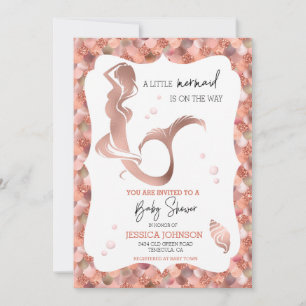Roos Gold Little Mermaid Baby shower Kaart