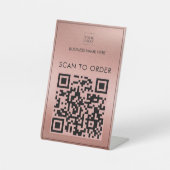 Roos Gold Logo Business Scan om QR-code te betalen Reclamebord Met Voetstuk (Voorkant)