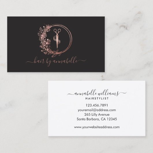Roos Gold Logo Haarstylist Visitekaartje (Voorkant / Achterkant)