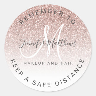 Roos Gold Logo Salon COVID Veiligheid Sociale Afst Ronde Sticker