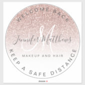 Roos Gold Logo Salon COVID Veiligheid Sociale Afst Sticker (Vel)