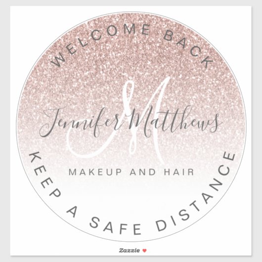 Roos Gold Logo Salon COVID Veiligheid Sociale Afst Sticker (Vel)