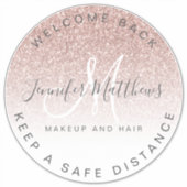 Roos Gold Logo Salon COVID Veiligheid Sociale Afst Sticker (Voorkant)