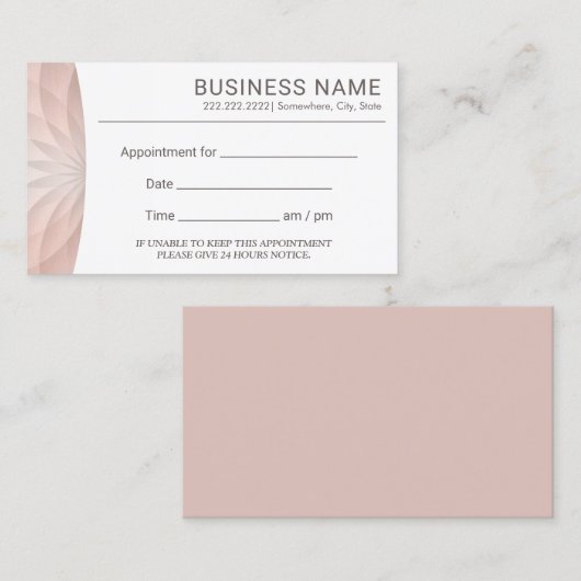 Roos Gold Lotus Floral Salon Spa Benoeming Afsprakenkaartje (Voorkant / Achterkant)