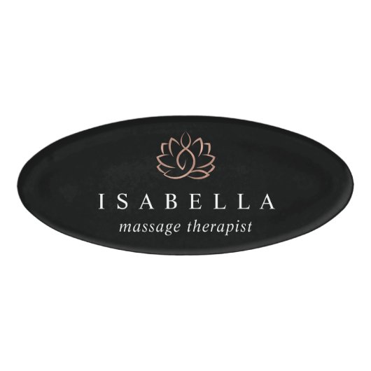 Roos Gold Lotus Logo | Werknemer van de SPA Naambadge (Voorkant)