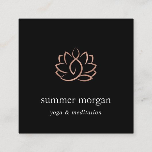 Roos Gold Lotus Logo | Yoga Meditation Wellness Vierkante Visitekaartje (Voorkant)