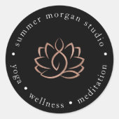 Roos Gold Lotus Logo | Yoga Wellness Spa Ronde Sticker (Voorkant)