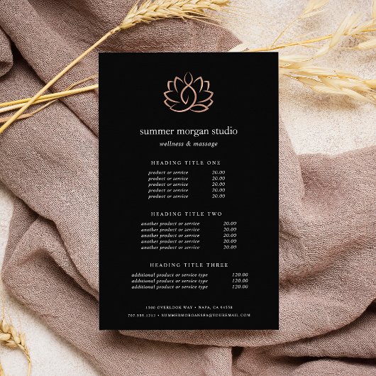 Roos Gold Lotus Massage of Spa Pricing & Services Flyer
