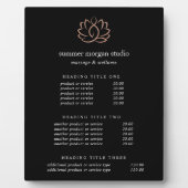 Roos Gold Lotus Spa Pricing/Services Display Fotoplaat (Voorkant)