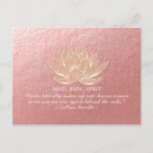Roos Gold Lotus Yoga Meditation Instructor Quote Briefkaart (Voorkant)