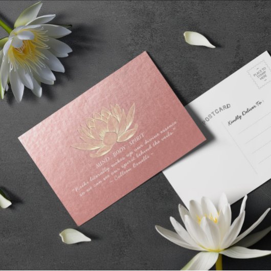 Roos Gold Lotus Yoga Meditation Instructor Quote Briefkaart