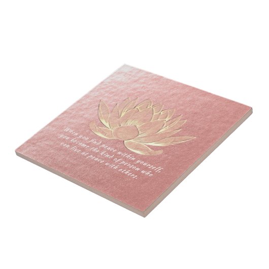Roos Gold Lotus Yoga Meditation Instructor Tegeltje (Zijkant)
