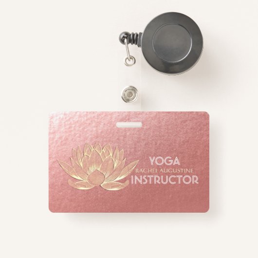 Roos Gold Lotus Yoga Studio Meditation Instructor Badge (Voorkant met intrekbare)