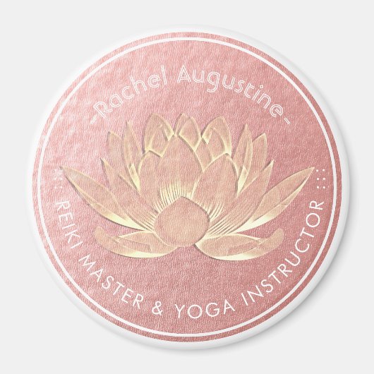 Roos Gold Lotus Yoga Studio Meditation Instructor Magneet (Voorkant)