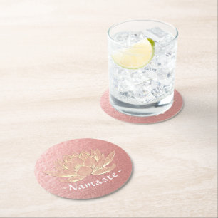 Roos Gold Lotus Yoga Studio Meditation Instructor Ronde Kartonnen Onderzetter