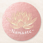 Roos Gold Lotus Yoga Studio Meditation Instructor Ronde Kartonnen Onderzetter (Voorkant)