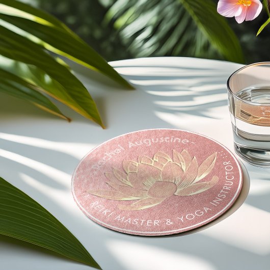 Roos Gold Lotus Yoga Studio Meditation Instructor Ronde Kartonnen Onderzetter