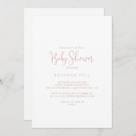 Roos Gold Love Fancy Script Baby shower Kaart