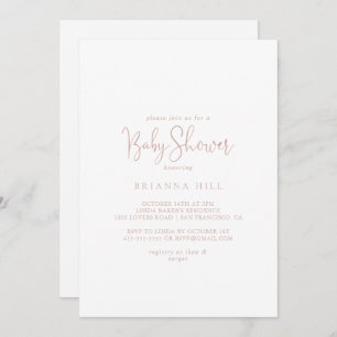 Roos Gold Love Fancy Script Baby shower Kaart