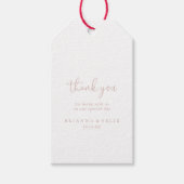 Roos Gold Love Fancy Script bruiloft dank u Cadeaulabel (Voorkant)