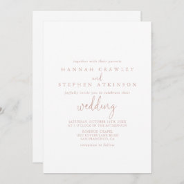 Roos Gold Love Fancy Script Front & Back Wedding  Kaart