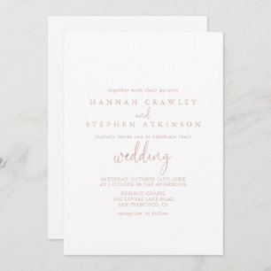 Roos Gold Love Fancy Script Front & Back Wedding  Kaart
