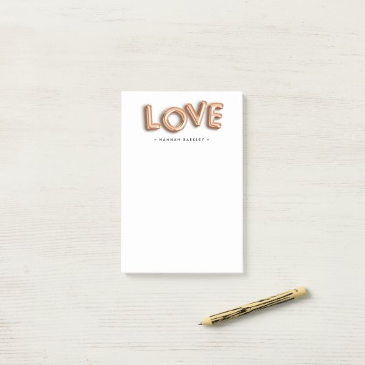 Roos Gold LOVE | Gepersonaliseerd Post-it® Notes (Op bureau)