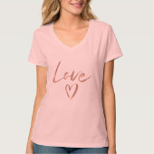 Roos Gold Love Heart T-shirt (Voorkant)