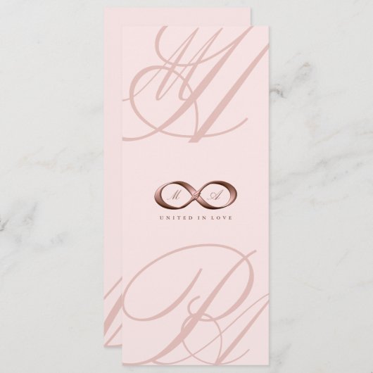 Roos Gold Love Infinity Hand Clasp Wedding Invite Kaart (Voorkant / Achterkant)