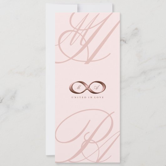 Roos Gold Love Infinity Hand Clasp Wedding Invite Kaart (Voorkant)