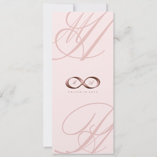 Roos Gold Love Infinity Hand Clasp Wedding Invite Kaart (Voorkant)