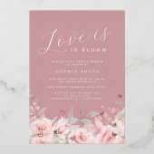 Roos Gold Love is in Bloom Blush Vrijgezellenfeest Folie Uitnodiging (Voorkant)