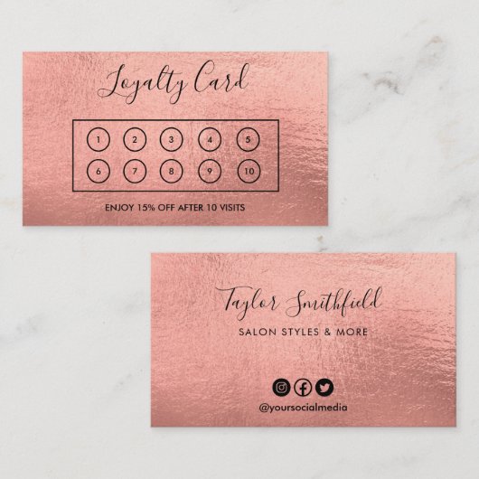 Roos Gold Loyalty Kaart Visitekaartje (Voorkant / Achterkant)