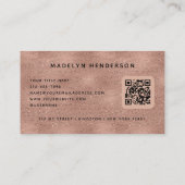 Roos Gold Luxury QR Code Professioneel Monogram Visitekaartje (Achterkant)