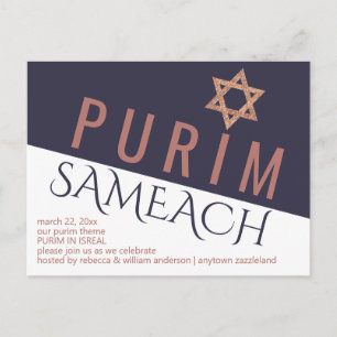Roos Gold Magen David Star Modern Purim Holiday Briefkaart