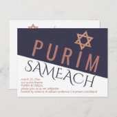Roos Gold Magen David Star Modern Purim Holiday Briefkaart (Voorkant / Achterkant)