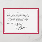 Roos Gold Magneta Weddenfoto Hartelijk dank Folie Feestdagenkaart (Achterkant)