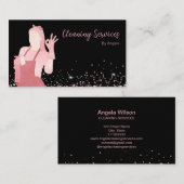 Roos Gold Maid Cleaning Services Mousserend Glitte Visitekaartje (Voorkant / Achterkant)