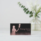 Roos Gold Maid Cleaning Services Mousserend Glitte Visitekaartje (Staand voorkant)
