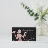 Roos Gold Maid Cleaning Services Mousserend Glitte Visitekaartje (Staand voorkant)