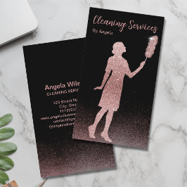 Roos Gold Maid Cleaning Services Verticale Glitter Visitekaartje