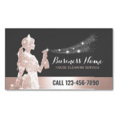 Roos Gold Maid Schoonmaak Service Housekeeping Magnetisch Visitekaartje (Voorkant)
