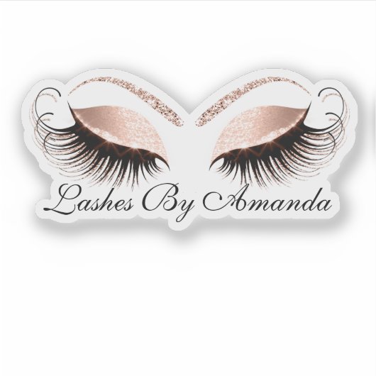 Roos Gold Makeup Artist Lashes Extension Studio Sticker (Voorkant)