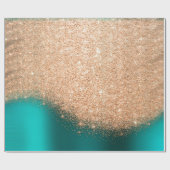 Roos Gold Makeup Confetti Glitter Blauwgroen Coppe Cadeaupapier (Vlak)
