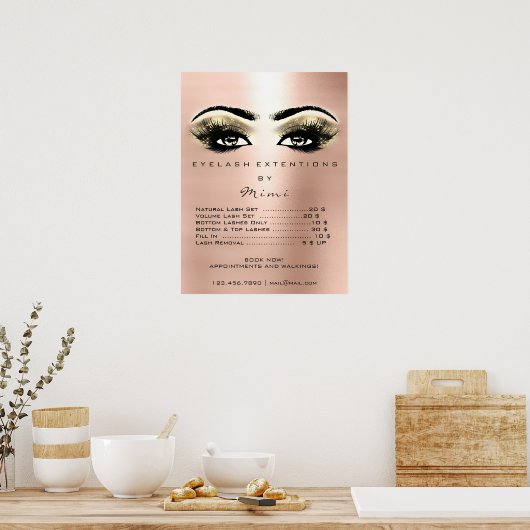 Roos Gold Makeup Eyes Lashes Extension Prices Poster (Keuken)