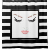 Roos Gold Makeup face Eyebrows Lips Glam Beauty Douchegordijn (Voorkant)