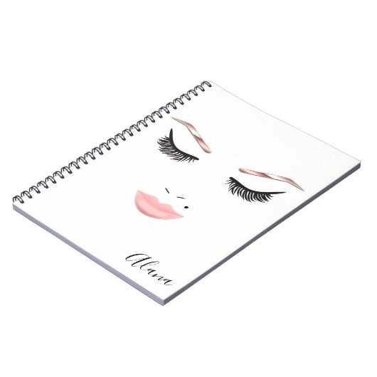 Roos Gold Makeup face Eyebrows Lips Glam Beauty Notitieboek (Linkerzijde)