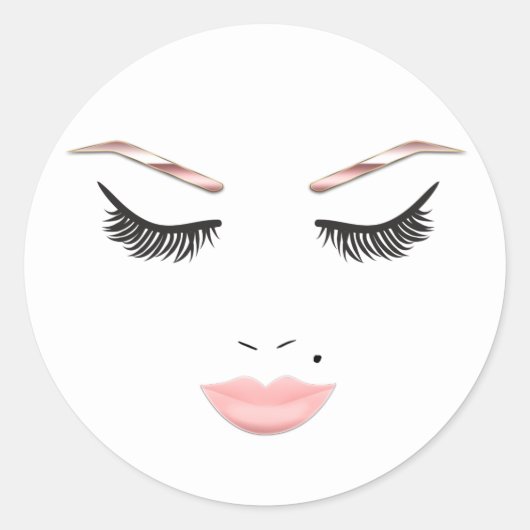 Roos Gold Makeup face Eyebrows Lips Glam Beauty Ronde Sticker (Voorkant)