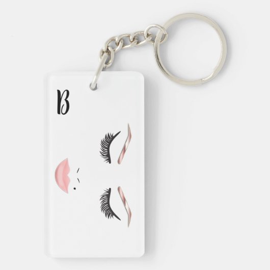 Roos Gold Makeup face Eyebrows Lips Glam Beauty Sleutelhanger (achterkant)